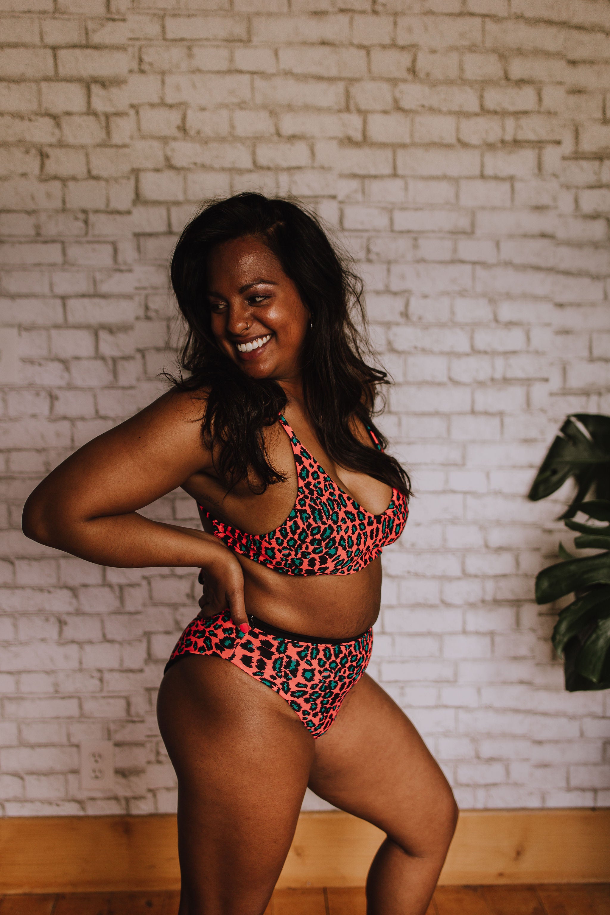 Neon Cheetah Swim Top