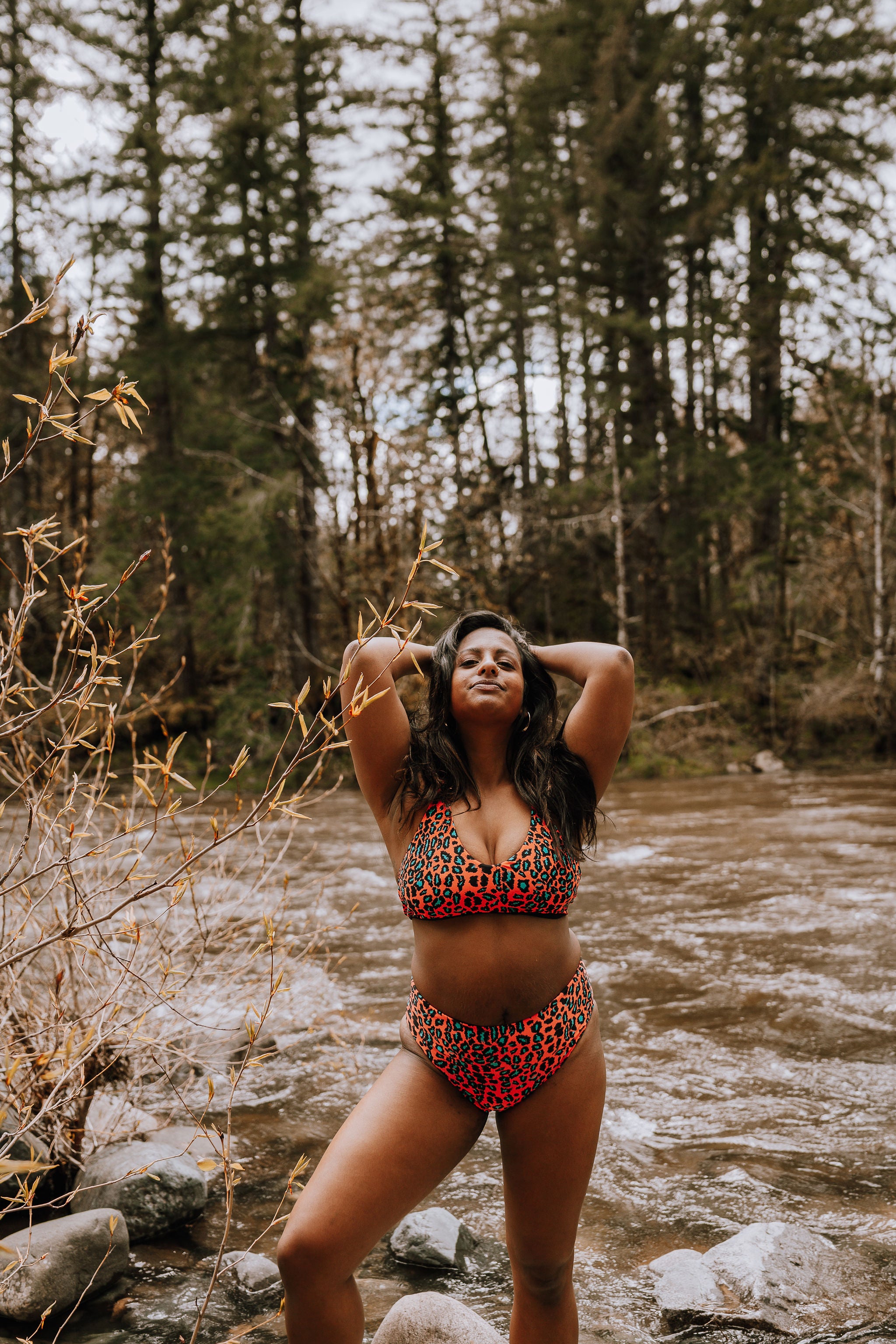 Neon Cheetah Swim Top