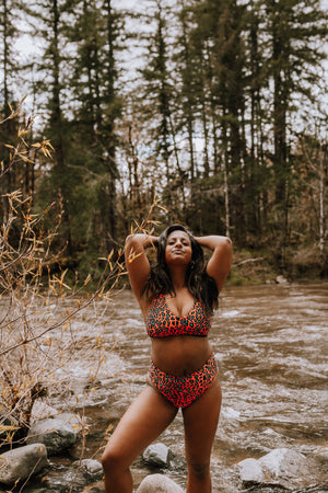 Neon Cheetah Swim Top